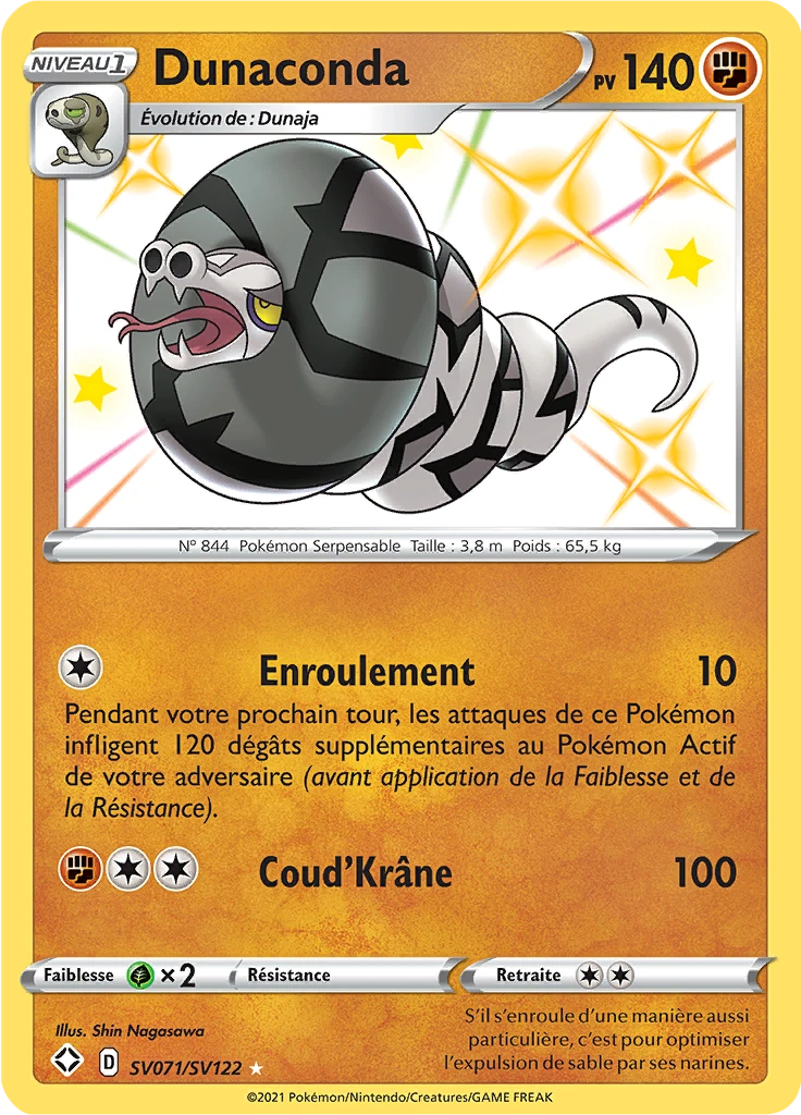 Carte Pokémon Dunaconda de l'extension Destinées Radieuses