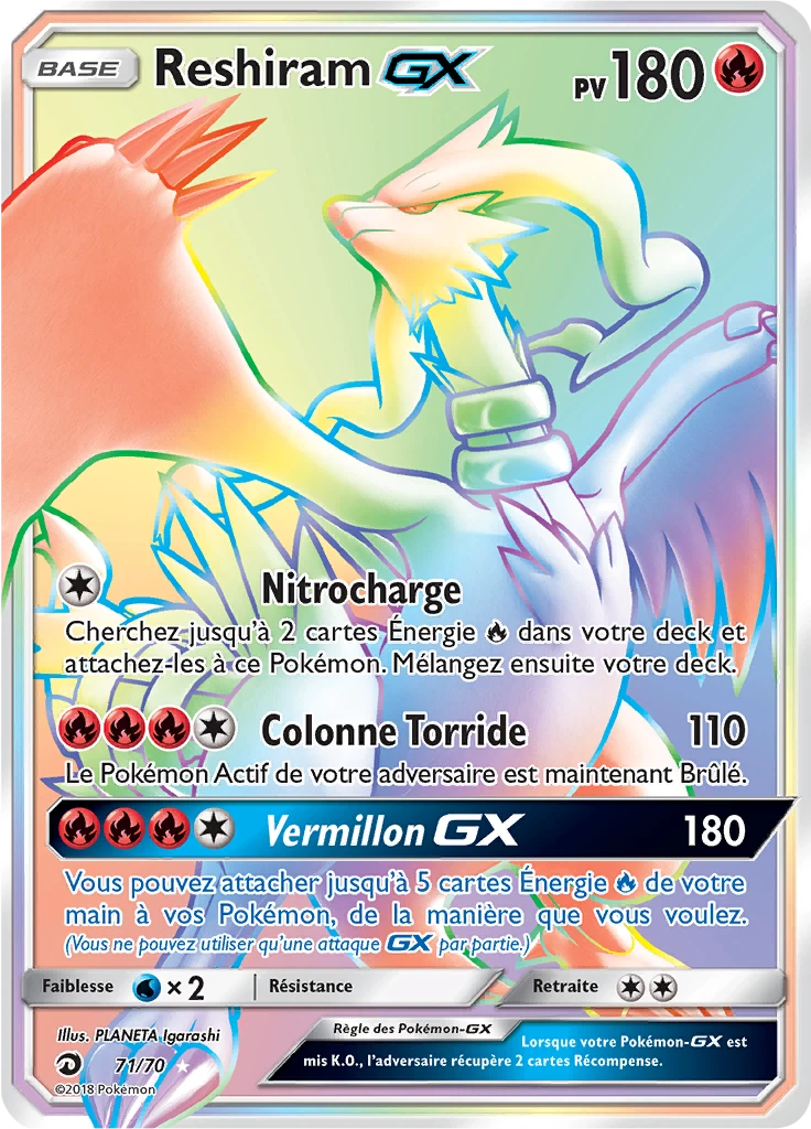Carte Pokémon Reshiram GX de l'extension Majesté Des Dragons