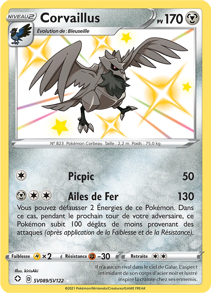 Carte Pokémon Corvaillus de l'extension Destinées Radieuses