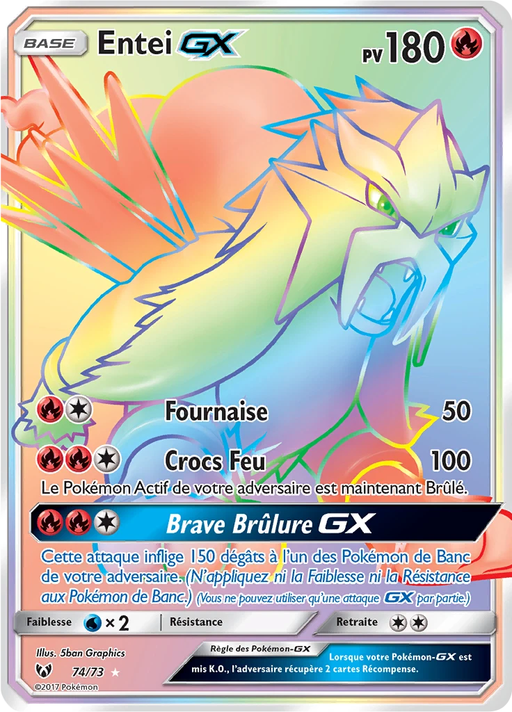 Carte Pokémon Entei GX de l'extension Légendes Brillantes