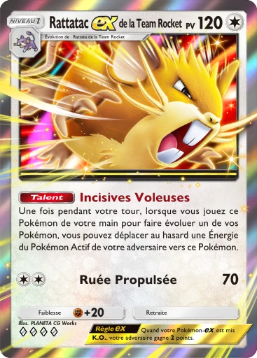 Carte Pokémon Rattatac-ex de la Team Rocket de l'extension L'Ambition de la Team Rocket