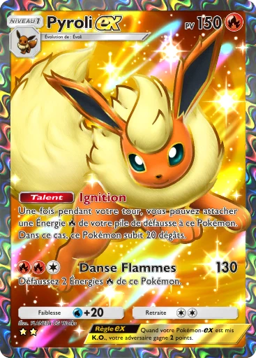 Carte Pokémon Pyroli-ex de l'extension La Clairière d'Évoli