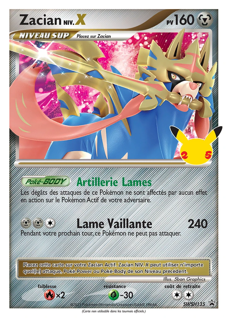Carte Pokémon Zacian de l'extension Promo SWSH