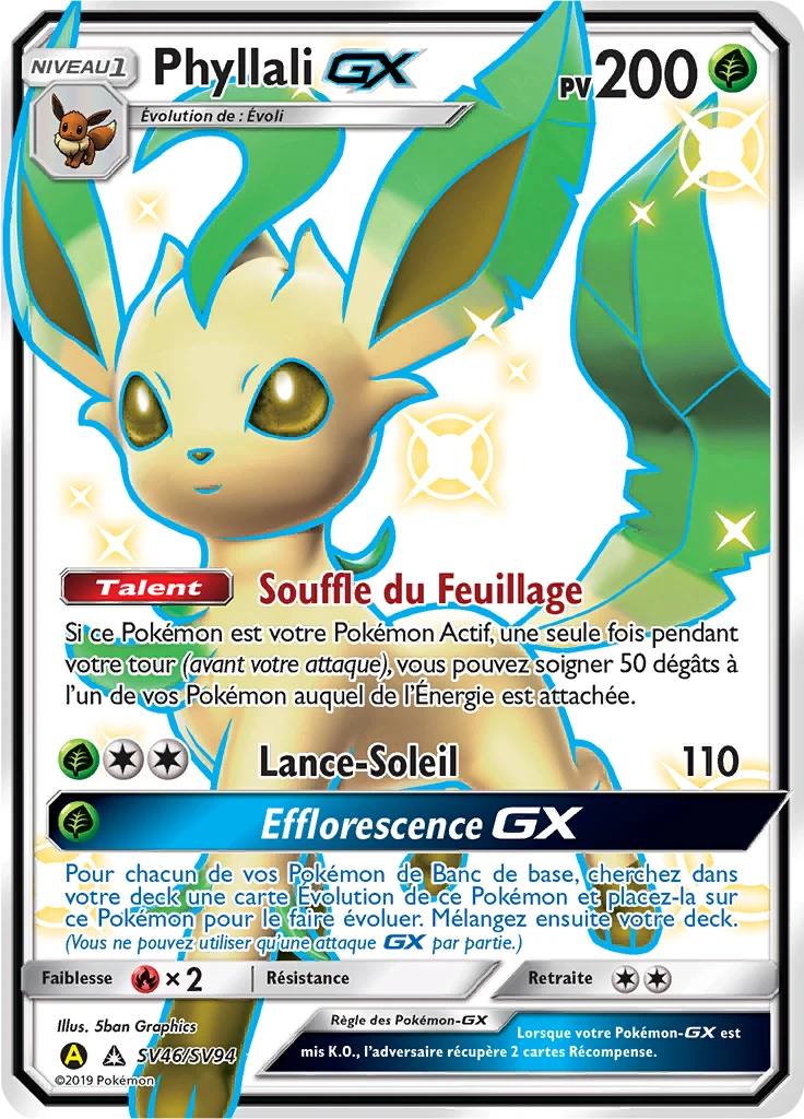 Carte Pokémon Phyllali-GX de l'extension Destinées Occultes