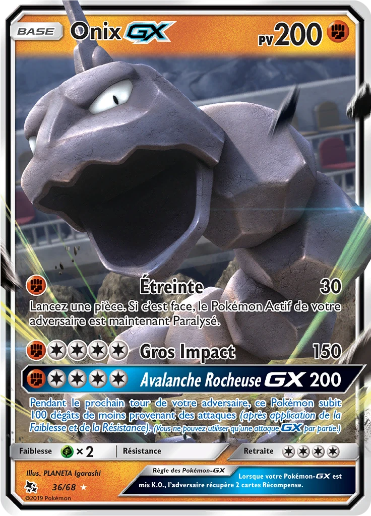 Carte Pokémon Onix-GX de l'extension Destinées Occultes