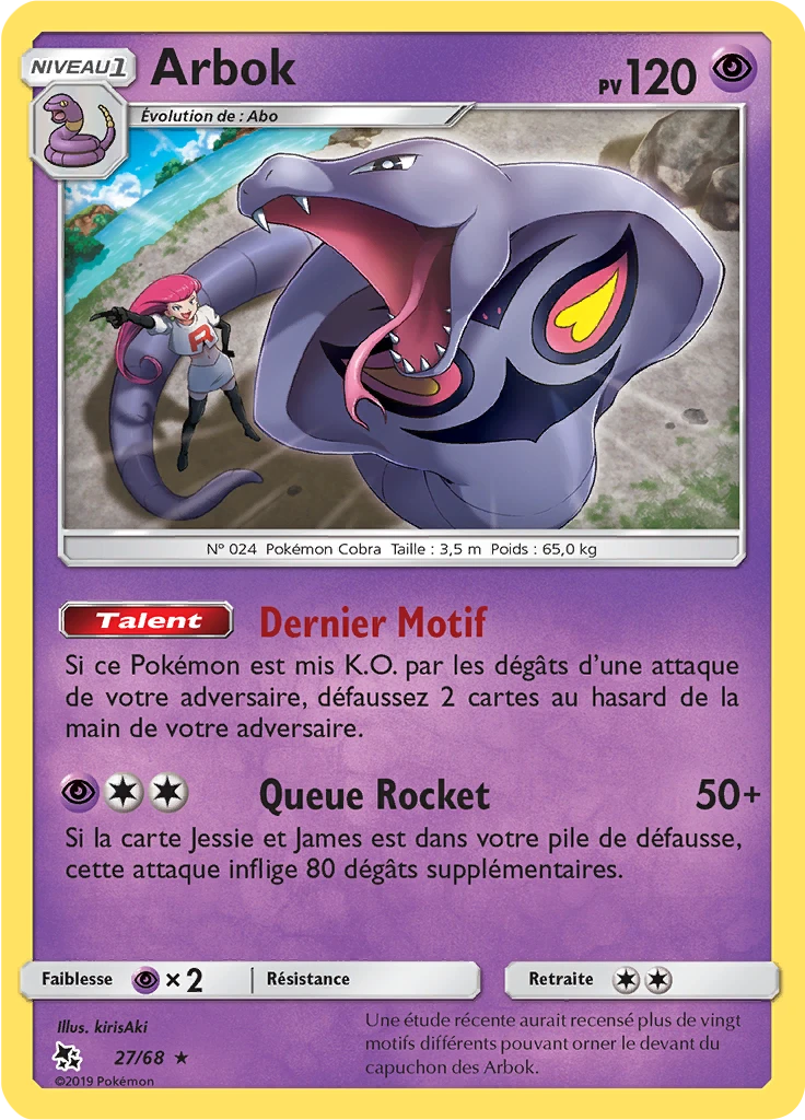 Carte Pokémon Arbok de l'extension Destinées Occultes