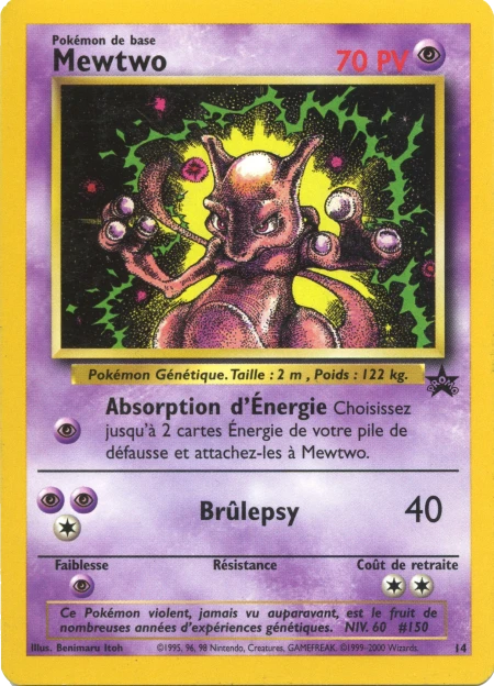 Carte Pokémon Mewtwo de l'extension Wizards Black Star Promos