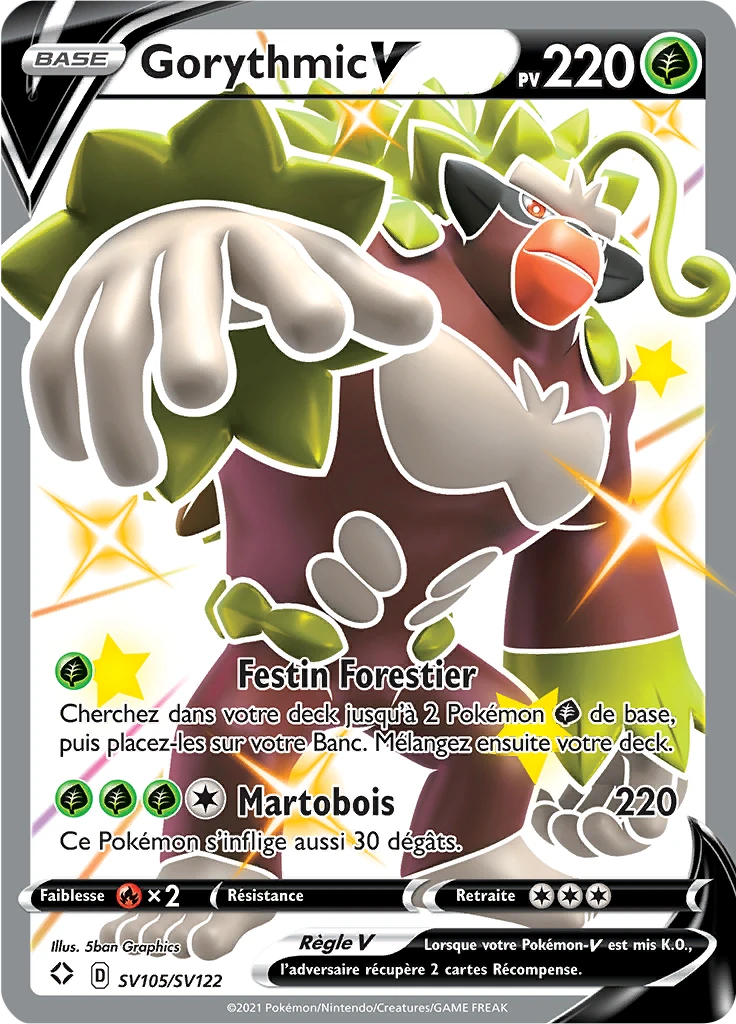 Carte Pokémon Gorythmic V de l'extension Destinées Radieuses