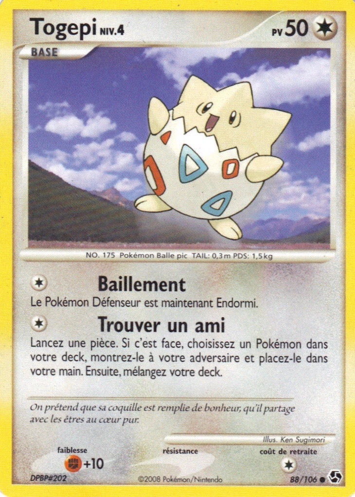 Carte Pokémon Togepi de l'extension Duels au Sommets