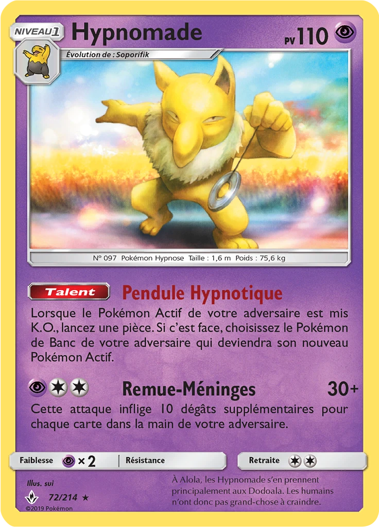 Carte Pokémon Hypnomade de l'extension Alliance Infaillible