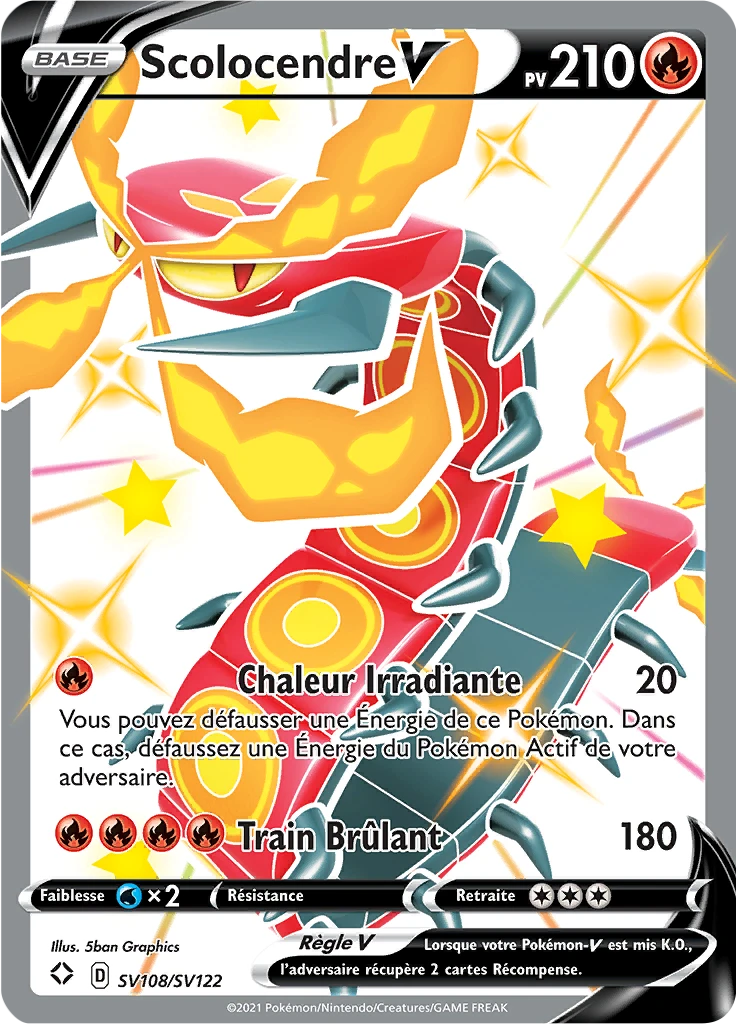 Carte Pokémon Scolocendre V de l'extension Destinées Radieuses