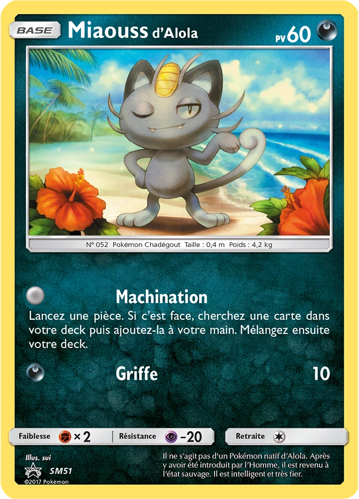 Carte Pokémon Miaouss d’Alola de l'extension Promo SM