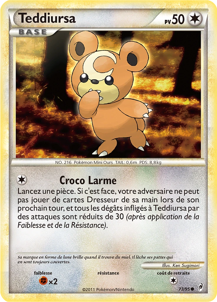 Carte Pokémon Teddiursa de l'extension L'appel des Légendes