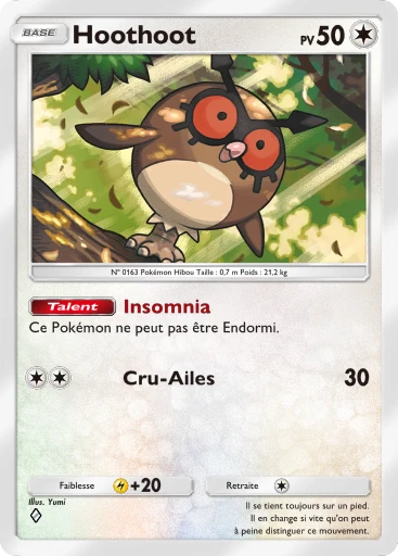 Carte Pokémon Hoothoot de l'extension Sagesse entre Ciel et Mer