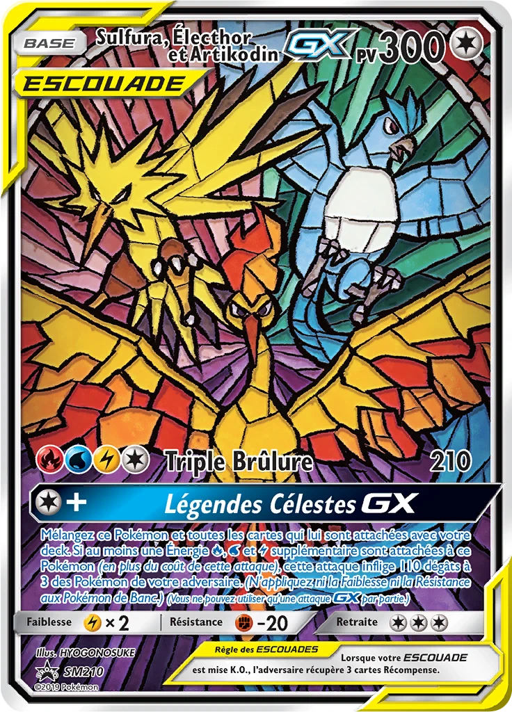 Carte Pokémon Sulfura, Électhor et Artikodin GX de l'extension Promo SM