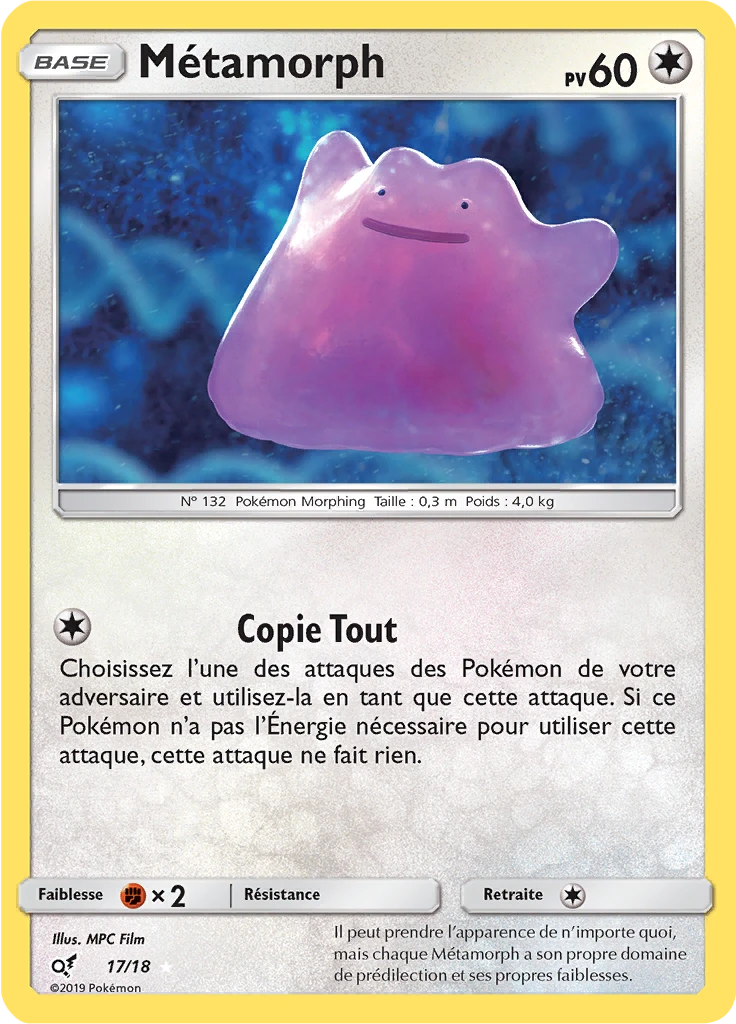 Carte Pokémon Métamorph de l'extension Détective Pikachu