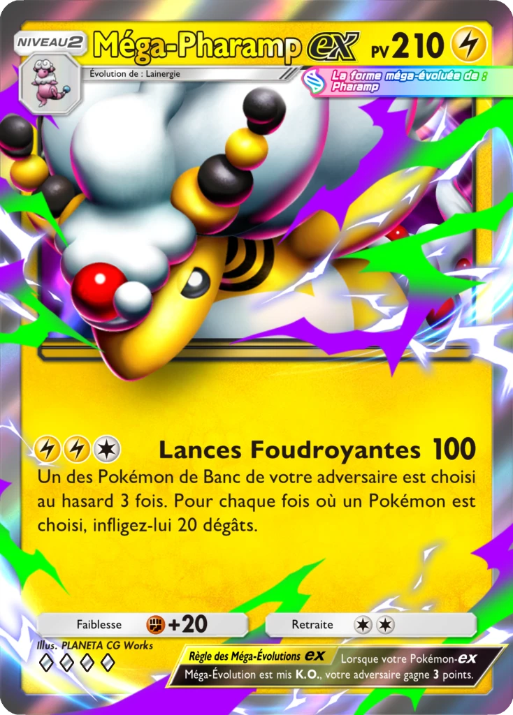 Carte Pokémon Méga-Pharamp-ex de l'extension Booster de Luxe Méga