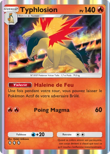 Carte Pokémon Typhlosion de l'extension Sagesse entre Ciel et Mer