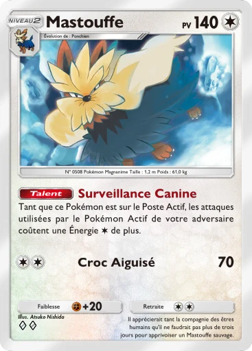 Carte Pokémon Mastouffe de l'extension Crise Interdimensionnelle