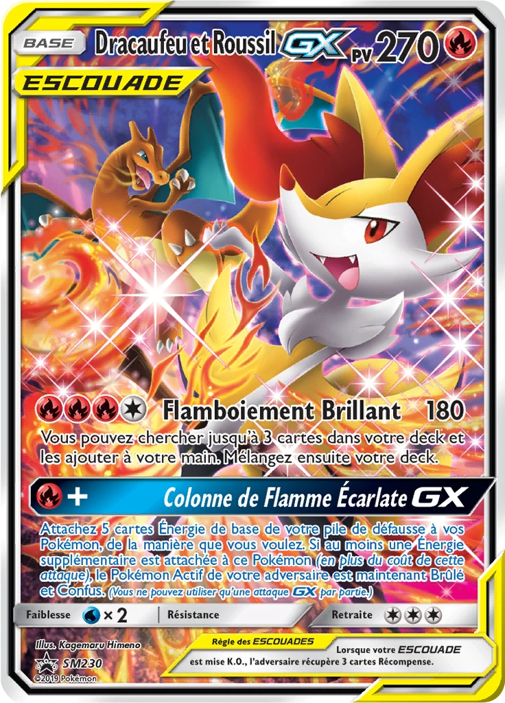 Carte Pokémon Dracaufeu et Roussil GX de l'extension Promo SM