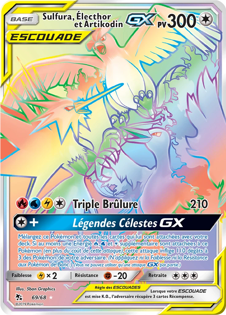 Carte Pokémon Sulfura, Électhor et Artikodin-GX de l'extension Destinées Occultes