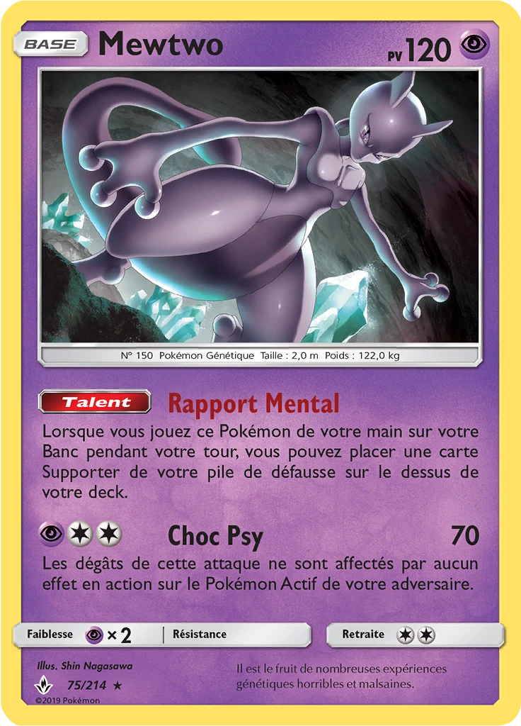 Carte Pokémon Mewtwo de l'extension Alliance Infaillible