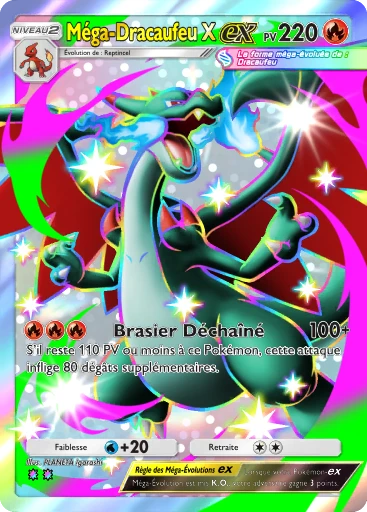 Carte Pokémon Méga-Dracaufeu X-ex de l'extension Méga-Rayonnement