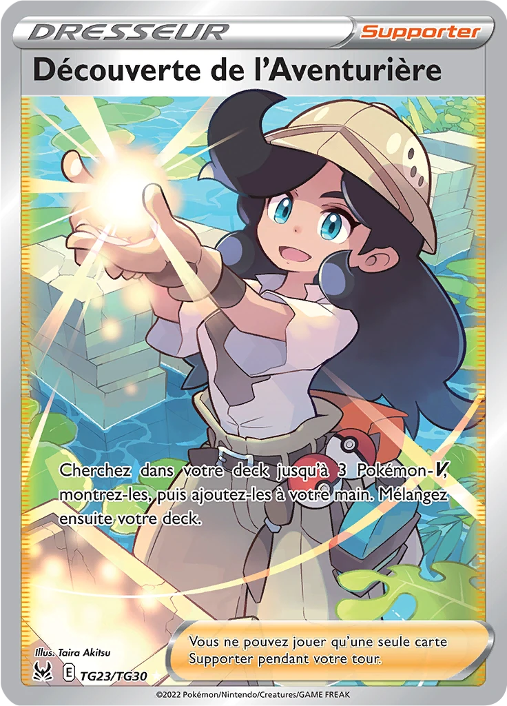 Carte Pokémon Découverte de l'Aventurière de l'extension Origine Perdue