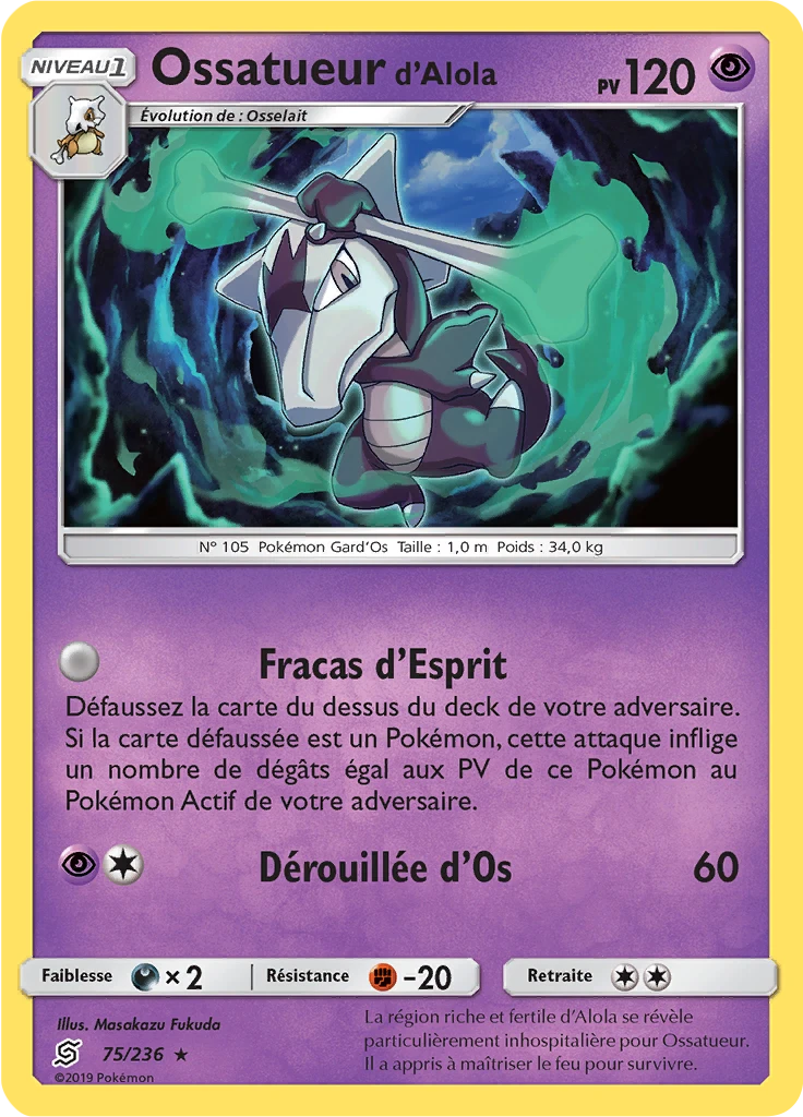 Carte Pokémon Ossatueur d’Alola de l'extension Harmonie des Esprits