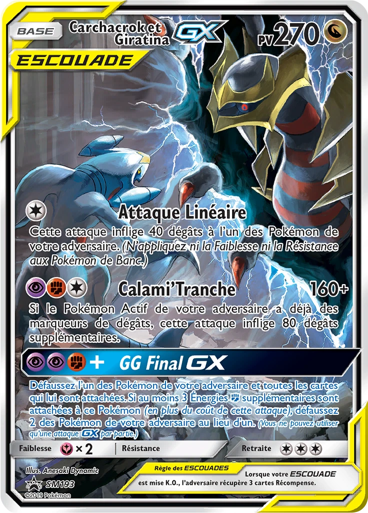 Carte Pokémon Carchacrok et Giratina GX de l'extension Promo SM