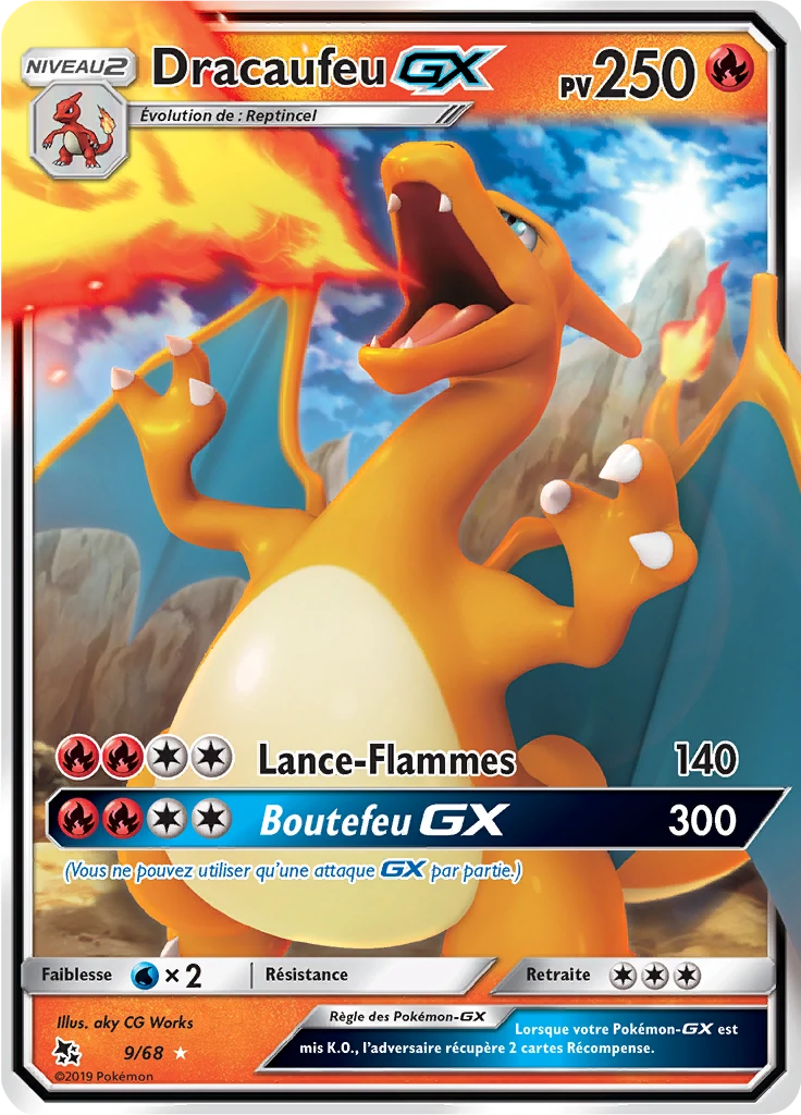 Carte Pokémon Dracaufeu-GX de l'extension Destinées Occultes