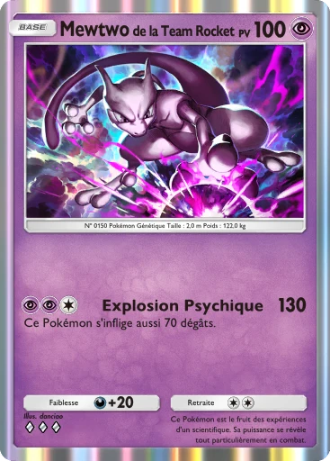 Carte Pokémon Mewtwo de la Team Rocket de l'extension L'Ambition de la Team Rocket