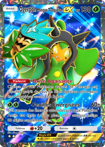 Carte Pokémon Ogerpon Masque Turquoise-ex de l'extension Parade Onirique