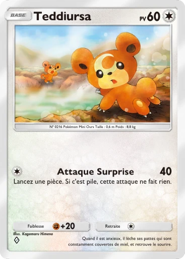 Carte Pokémon Teddiursa de l'extension Source Secrète