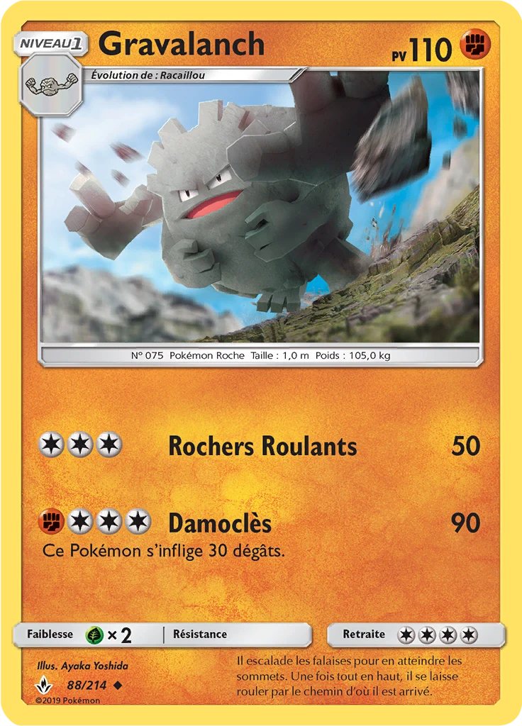 Carte Pokémon Gravalanch de l'extension Alliance Infaillible