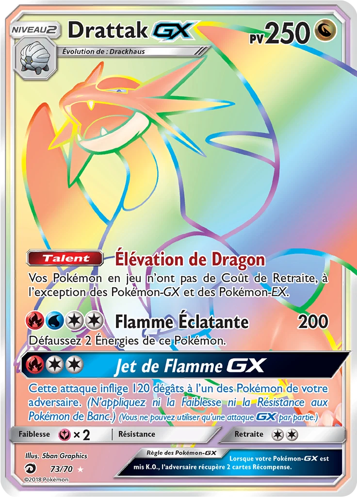Carte Pokémon Drattak GX de l'extension Majesté Des Dragons