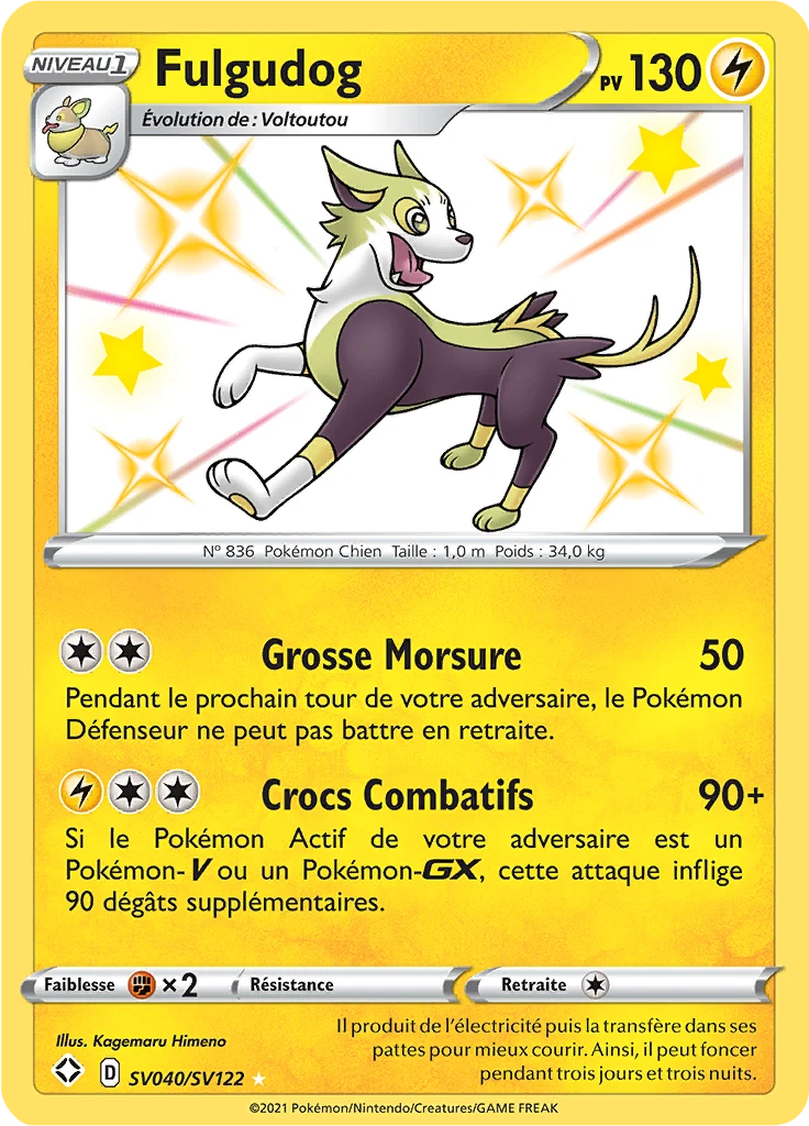 Carte Pokémon Fulgudog de l'extension Destinées Radieuses