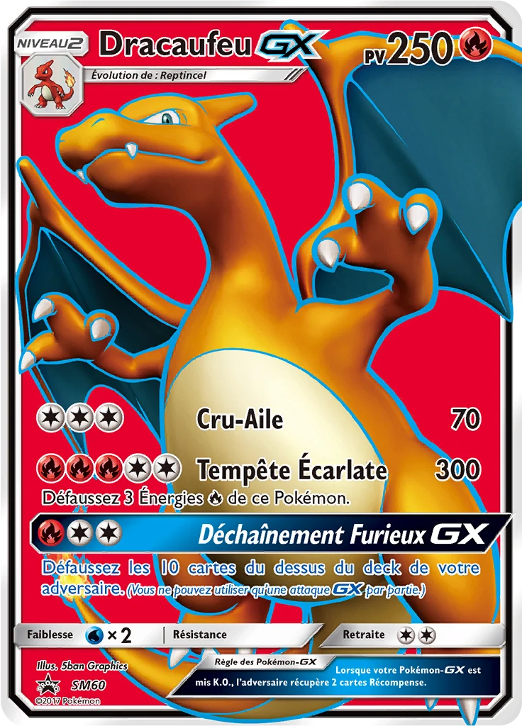 Carte Pokémon Dracaufeu GX de l'extension Promo SM