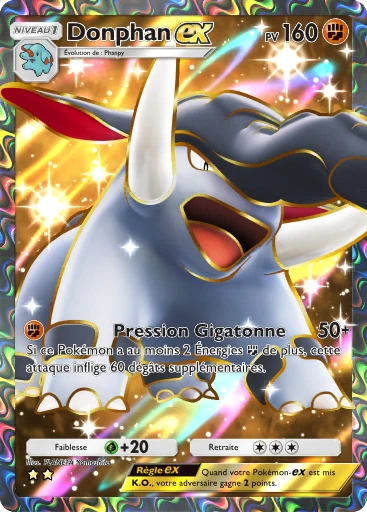 Carte Pokémon Donphan-ex de l'extension Sagesse entre Ciel et Mer