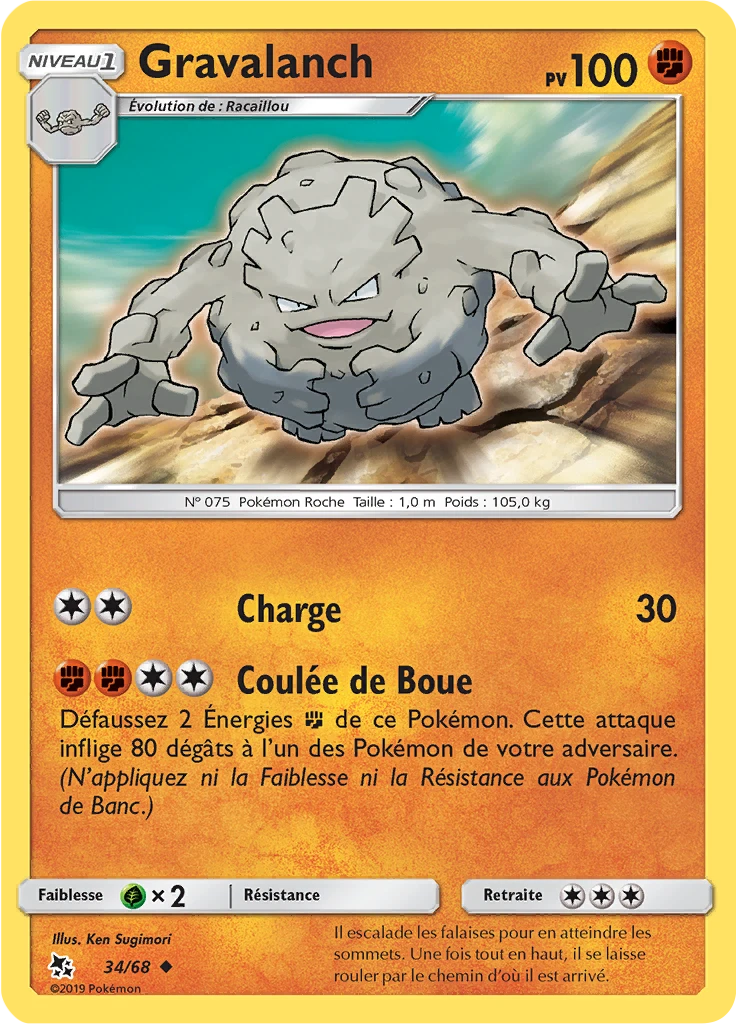 Carte Pokémon Gravalanch de l'extension Destinées Occultes