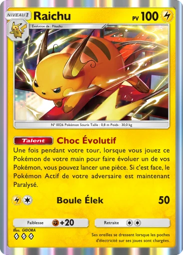 Carte Pokémon Raichu de l'extension Booster de Luxe Méga