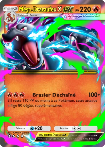 Carte Pokémon Méga-Dracaufeu X-ex de l'extension Méga-Rayonnement