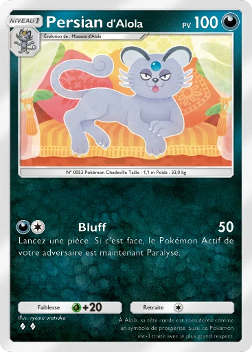 Carte Pokémon Persian d'Alola de l'extension Crise Interdimensionnelle