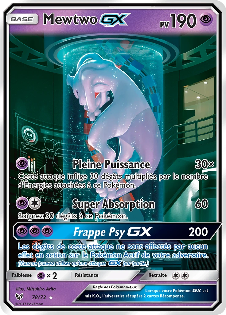 Carte Pokémon Mewtwo GX de l'extension Légendes Brillantes