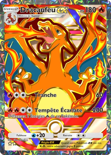 Carte Pokémon Dracaufeu-ex de l'extension Booster de Luxe ex