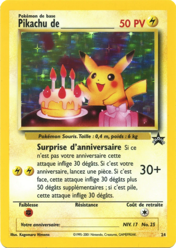 Carte Pokémon Pikachu de ________ de l'extension Wizards Black Star Promos