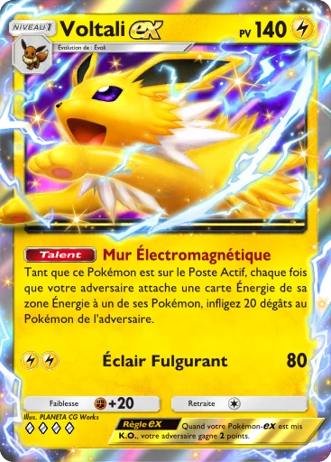 Carte Pokémon Voltali-ex de l'extension Booster de Luxe Méga