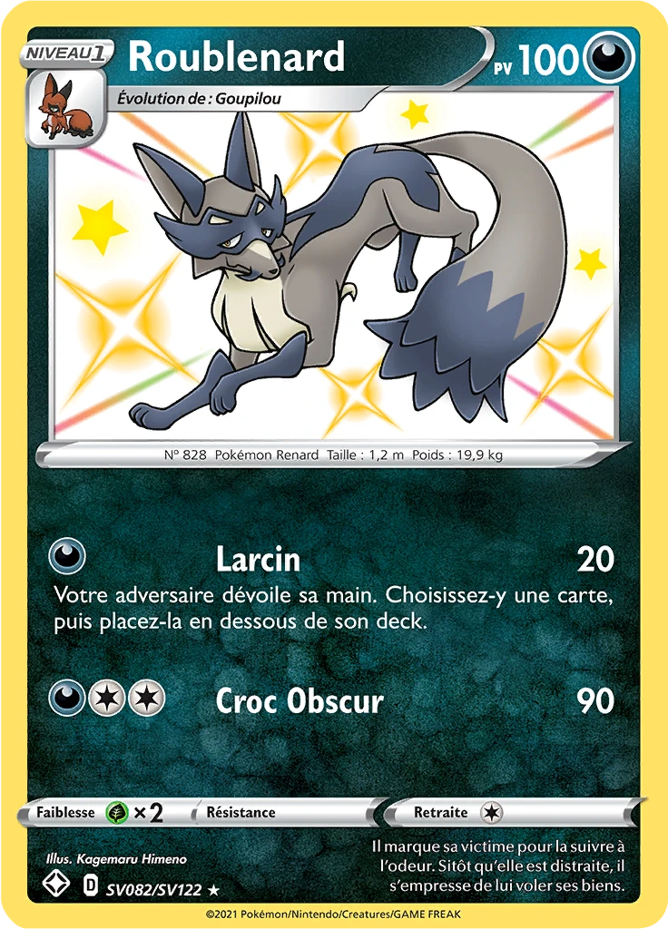 Carte Pokémon Roublenard de l'extension Destinées Radieuses
