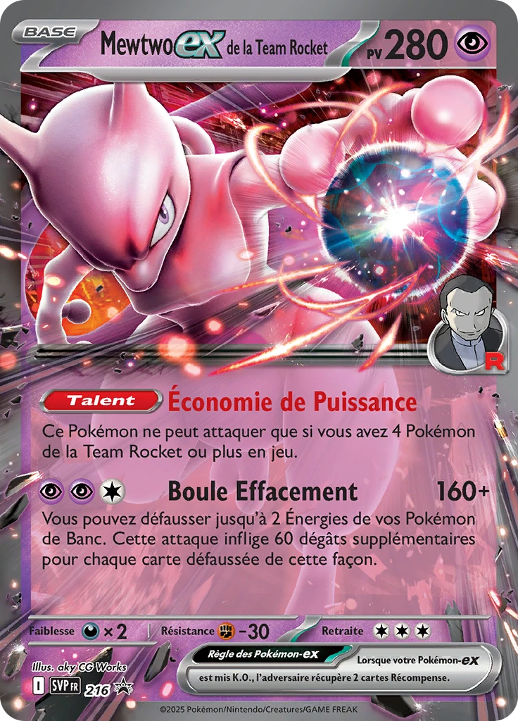 Carte Pokémon Mewtwo-ex de la Team Rocket de l'extension SVP Black Star Promos