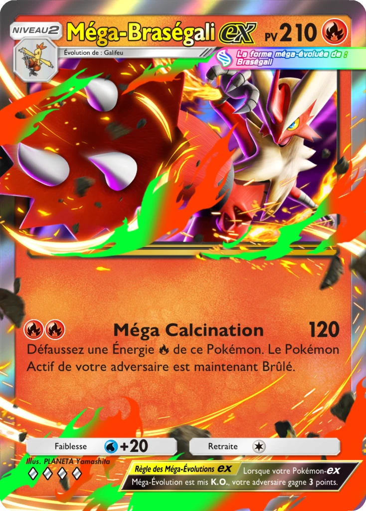 Carte Pokémon Méga-Braségali-ex de l'extension Booster de Luxe Méga